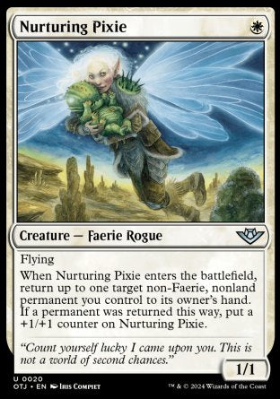 (020) Magic The Gathering Outlaws of Thunder Junction Single: Nurturing Pixie  Holo Uncommon