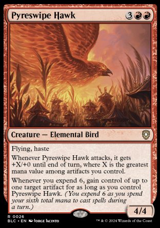 (026) Magic The Gathering Commander: Bloomburrow Single: Pyreswipe Hawk  Rare