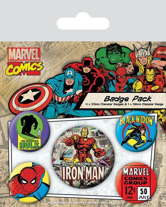 Marvel Comics Pin-Back Badges 5-Pack Iron Man