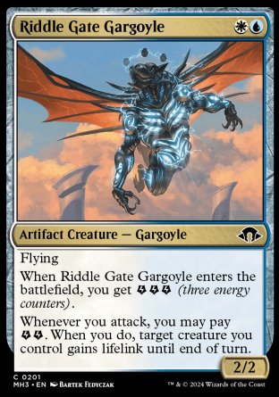 (201) Magic The Gathering Modern Horizons 3 Single: Riddle Gate Gargoyle  Holo Common