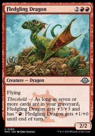 (280) Magic The Gathering Modern Horizons 3 Single: Fledgling Dragon  Uncommon