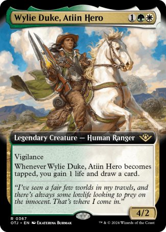 (367) Magic The Gathering Outlaws of Thunder Junction: Extras Single: Wylie Duke, Atiin Hero  Holo Rare