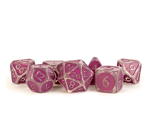 Fanroll - 16mm Resin Poly Dice Set - Ice w/ Purple Enamel