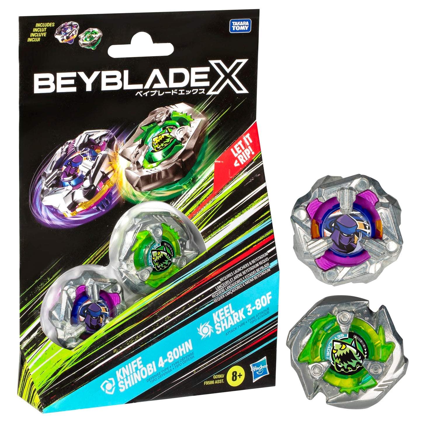 Beyblade X: Double Pack Knife Shinobi 4-80HN & Keel Shark 3-80F