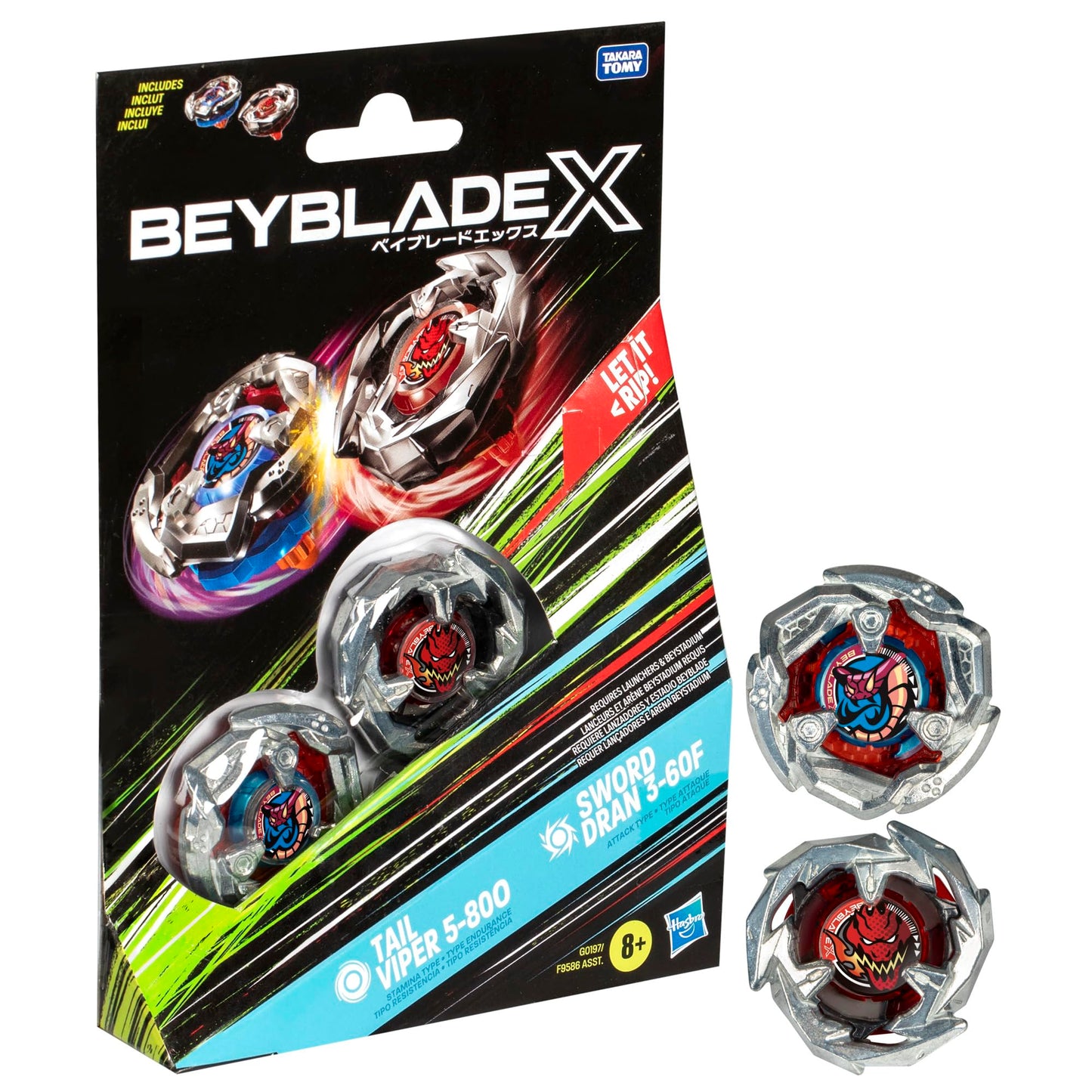 Beyblade X: Double Pack Tail Viper 5-80O & Sword Dran 3-60F