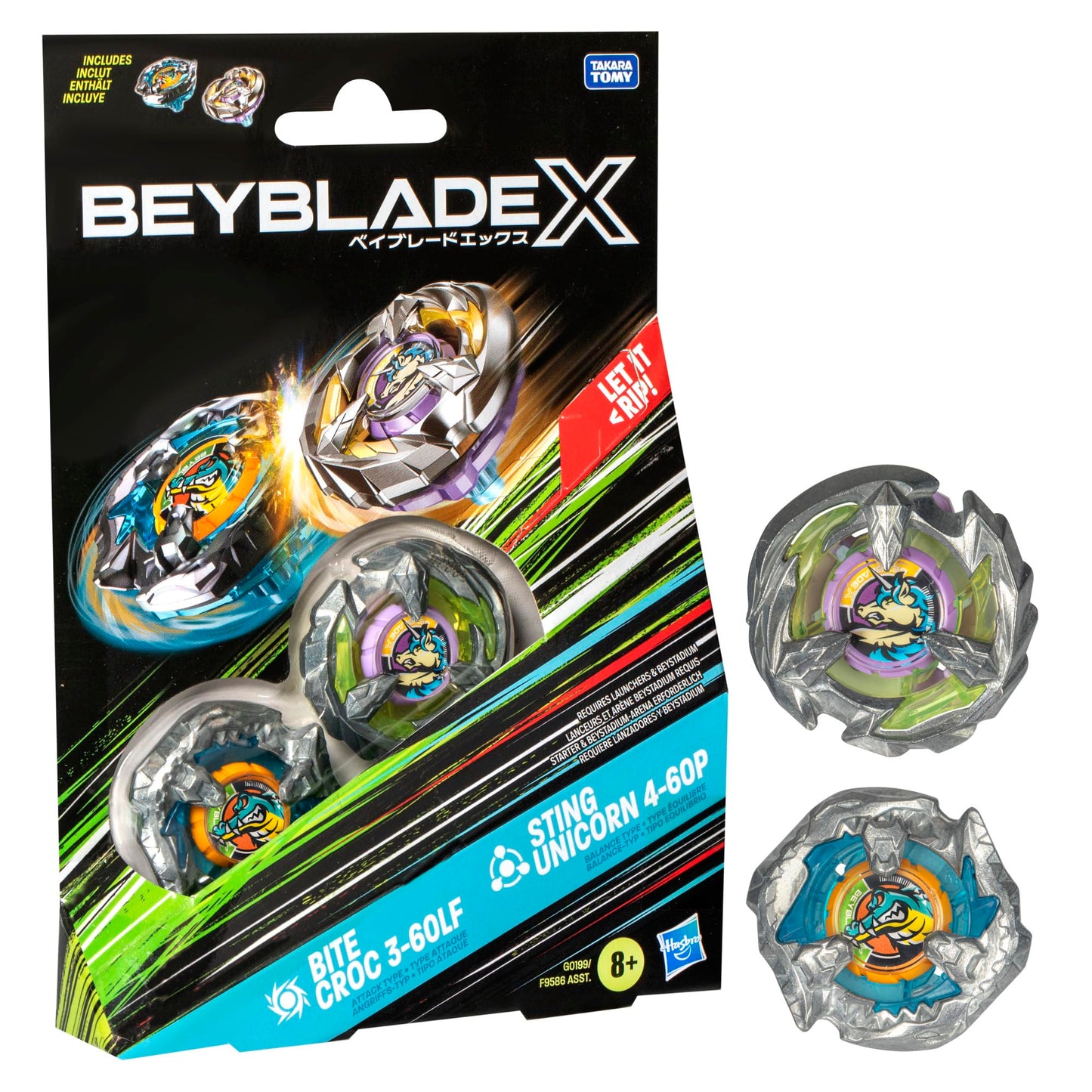 Beyblade X: Double Pack Bite Croc 3-60LF & Sting Unicorn 4-60P