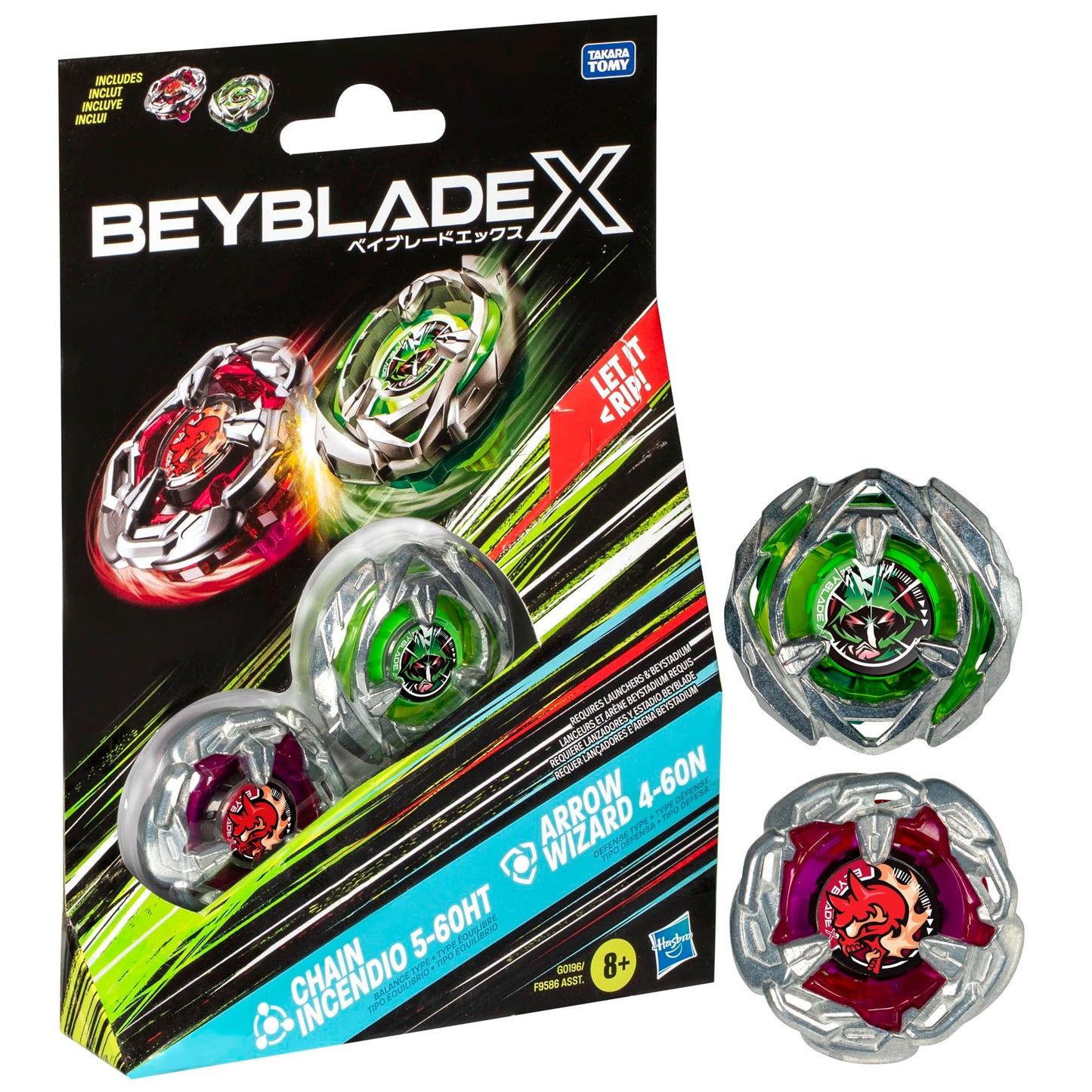 Beyblade X: Double Pack Chain Incendio 6-50HT & Arrow Wizard 4-60N