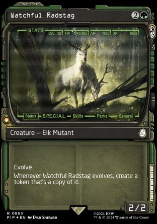 (863) Magic The Gathering Universes Beyond: Fallout: Extras Single: Watchful Radstag (V.3)  Holo Rare