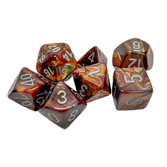 Chessex Lustrous Polyhedral 7 Dice Set: Gold / Silver