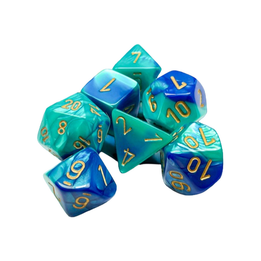 Chessex Gemini Polyhedral 7 Dice Set: Blue-Teal / Gold