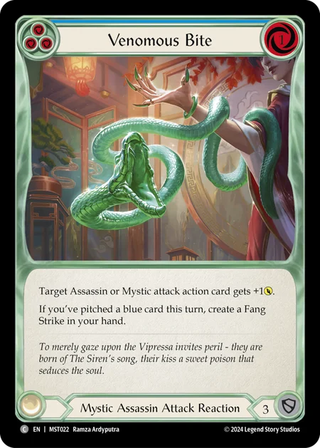 (022/237) Flesh & Blood TCG Part the Mistveil Single: Venomous Bite (Blue) (Regular)  Common