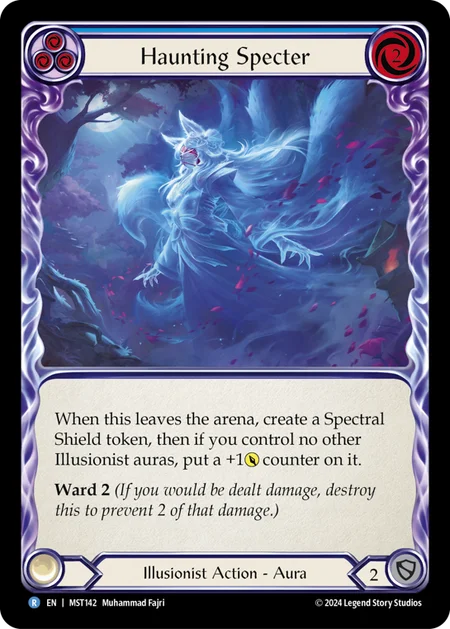 (142/237) Flesh & Blood TCG Part the Mistveil Single: Haunting Specter (Blue) (Rainbow Foil)  Rare