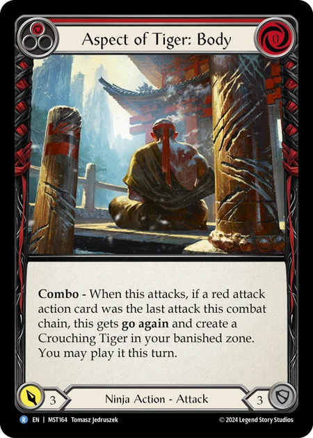 (164/237) Flesh & Blood TCG Part the Mistveil Single: Aspect of Tiger: Body (Rainbow Foil)  Rare