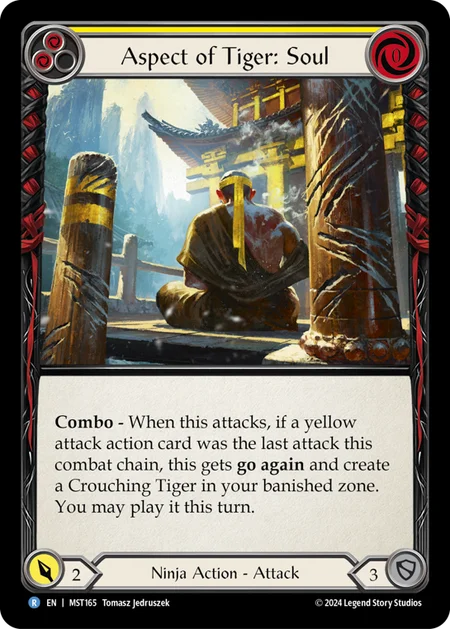 (165/237) Flesh & Blood TCG Part the Mistveil Single: Aspect of Tiger: Soul (Rainbow Foil)  Rare