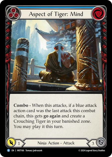 (166/237) Flesh & Blood TCG Part the Mistveil Single: Aspect of Tiger: Mind (Regular)  Rare