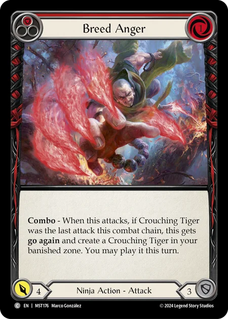 (176/237) Flesh & Blood TCG Part the Mistveil Single: Breed Anger (Red) (Rainbow Foil)  Common