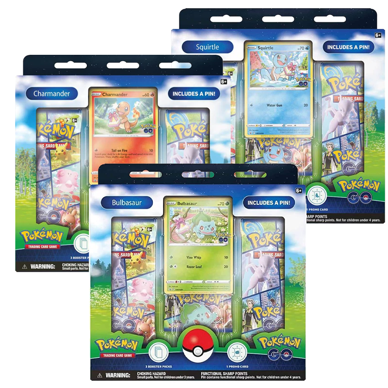 Pokémon TCG: Pokémon GO Pin Collection Set of 3: Bulbasaur, Charmander and Squirtle