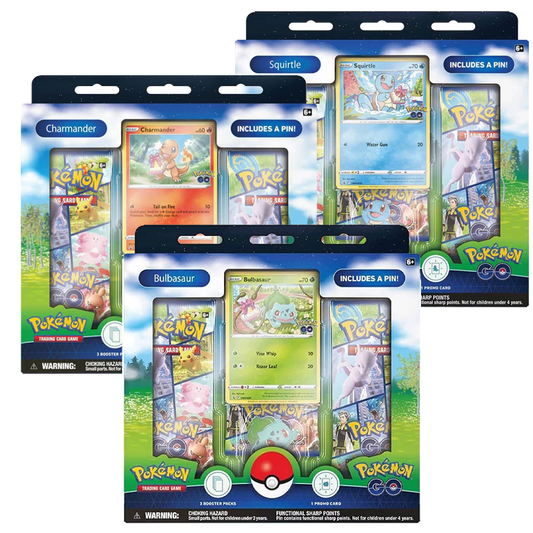 Pokémon TCG: Pokémon GO Pin Collection Set of 3: Bulbasaur, Charmander and Squirtle