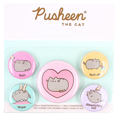 Pusheen The Cat Pin-Back Badges 5-Pack