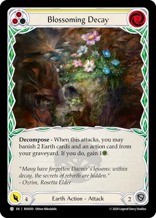 (ROS050) Flesh & Blood TCG Rosetta Single: Blossoming Decay (Yellow) (Rainbow Foil)  Common