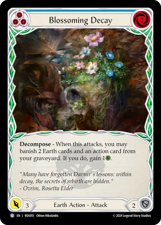 (ROS051) Flesh & Blood TCG Rosetta Single: Blossoming Decay (Blue) (Rainbow Foil)  Common