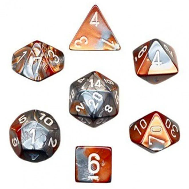 Chessex Gemini Polyhedral 7 Dice Se Coppert: Steel / White