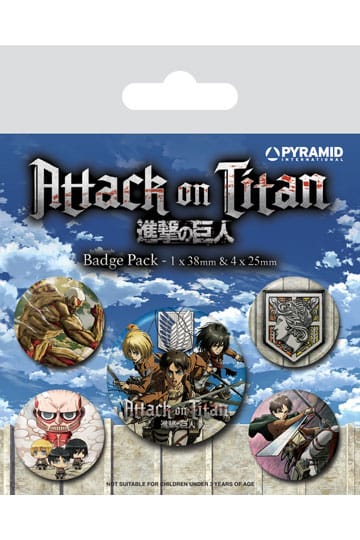 Attack on Titan Pin-Back Badges 5-Pack Season 3