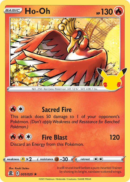 (001/025) Pokemon TCG Celebrations Single: Ho-Oh  Holo Rare