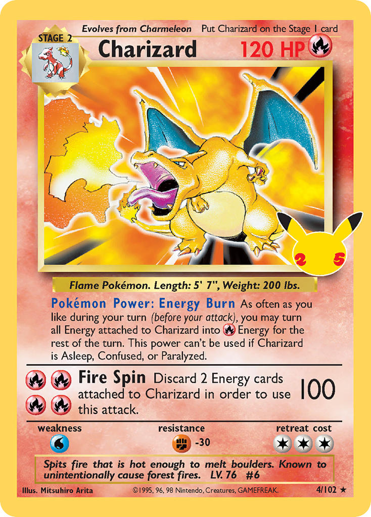 (BS 4) Pokemon TCG Celebrations Single: Charizard   Holo Rare