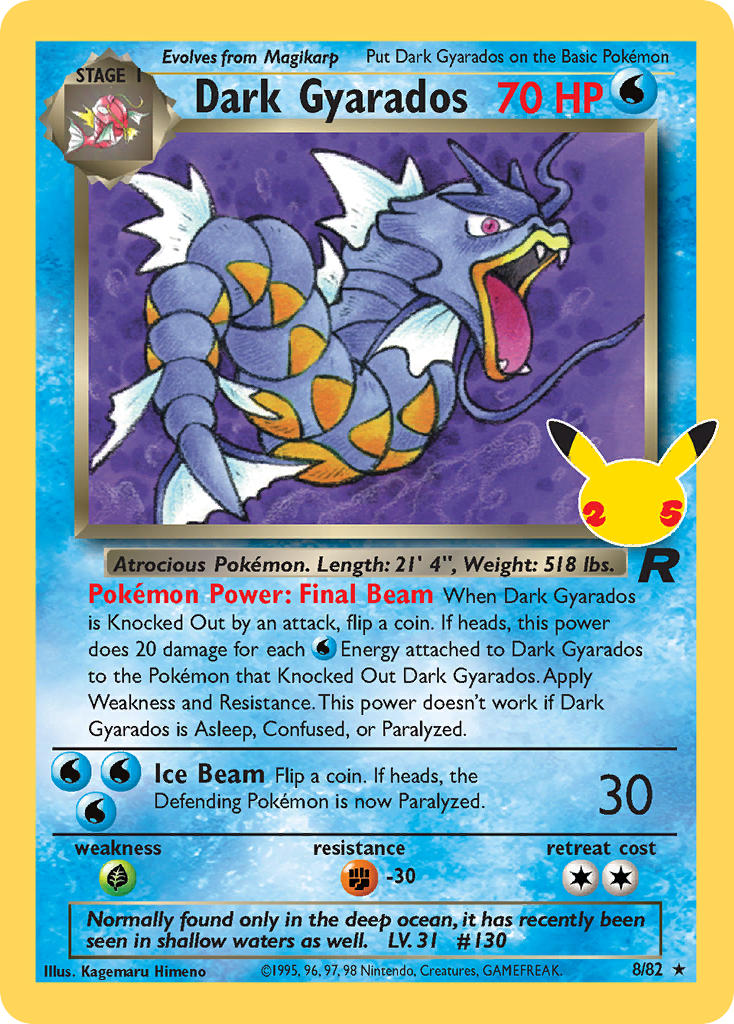 (TR 8) Pokemon TCG Celebrations Single: Dark Gyarados   Holo Rare