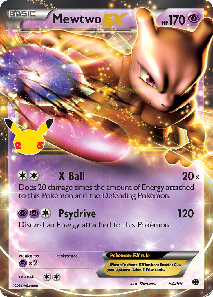 (NXD 54) Pokemon TCG Celebrations Single: Mewtwo EX   Ultra Rare