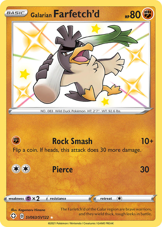 (SV063/SV122) Pokemon TCG Shining Fates Single: Galarian Farfetch'd  Secret Rare