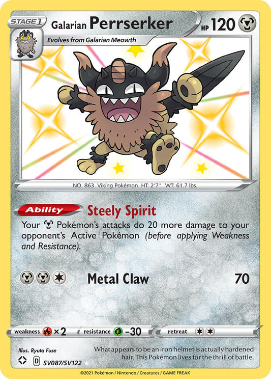 (SV087/SV122) Pokemon TCG Shining Fates Single: Galarian Perrserker  Secret Rare