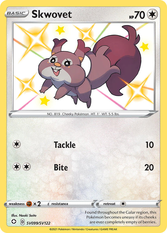 (SV099/SV122) Pokemon TCG Shining Fates Single: Skwovet  Secret Rare