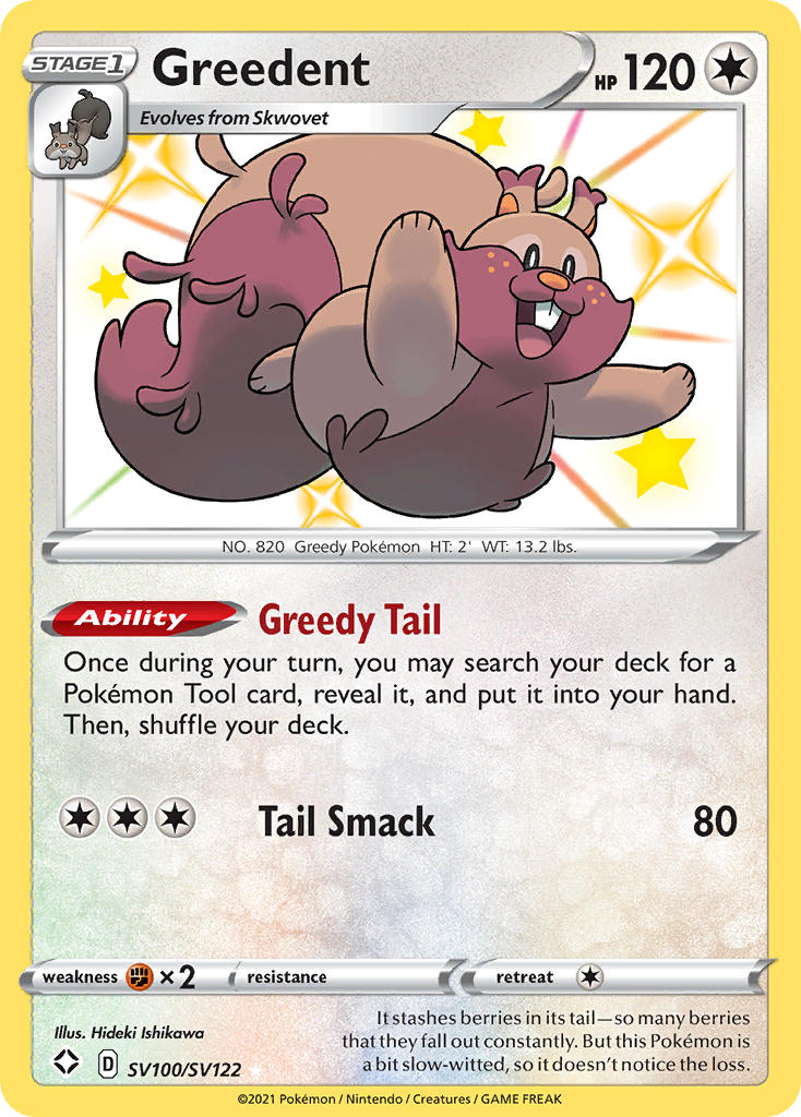 (SV100/SV122) Pokemon TCG Shining Fates Single: Greedent  Secret Rare