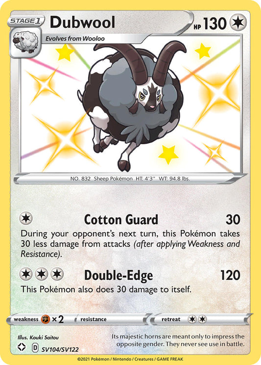 (SV104/SV122) Pokemon TCG Shining Fates Single: Dubwool  Secret Rare