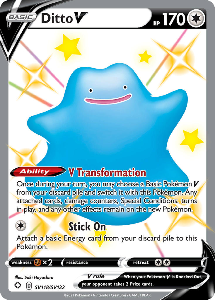 (SV118/SV122) Pokemon TCG Shining Fates Single: Ditto V  Secret Rare