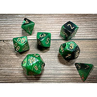 Chessex - Gemini Polyhedral 7 Dice Set - Black-Green with Gold