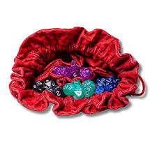 Fanroll: Velvet Dice Bag with Pockets - Dragon Storm - Red