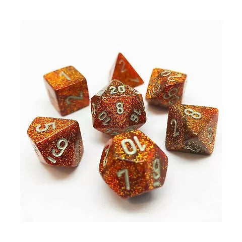 Chessex Glitter Polyhedral 7 Dice Set: Gold / Silver