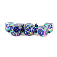 Fanroll - 16mm Metal Polyhedral Dice Set: Rainbow w/ Blue Enamel