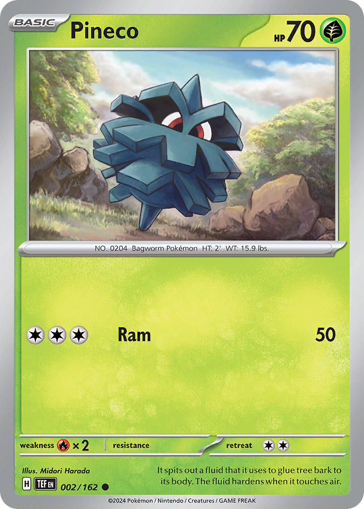 (002/162) Pokemon TCG Temporal Forces Single: Pineco   Common