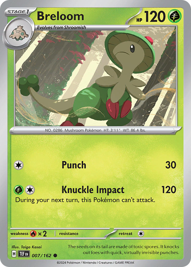 (007/162) Pokemon TCG Temporal Forces Single: Breloom  Reverse Holo Common