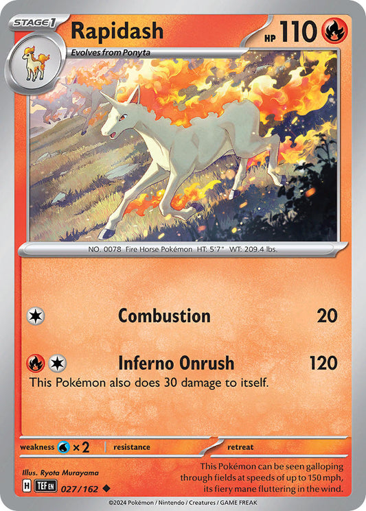 (027/162) Pokemon TCG Temporal Forces Single: Rapidash   Uncommon