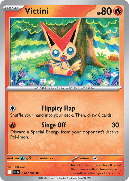 (030/162) Pokemon TCG Temporal Forces Single: Victini  Reverse Holo Common