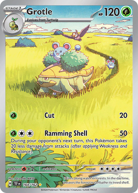 (164/162) Pokemon TCG Temporal Forces Single: Grotle   Illustration Rare