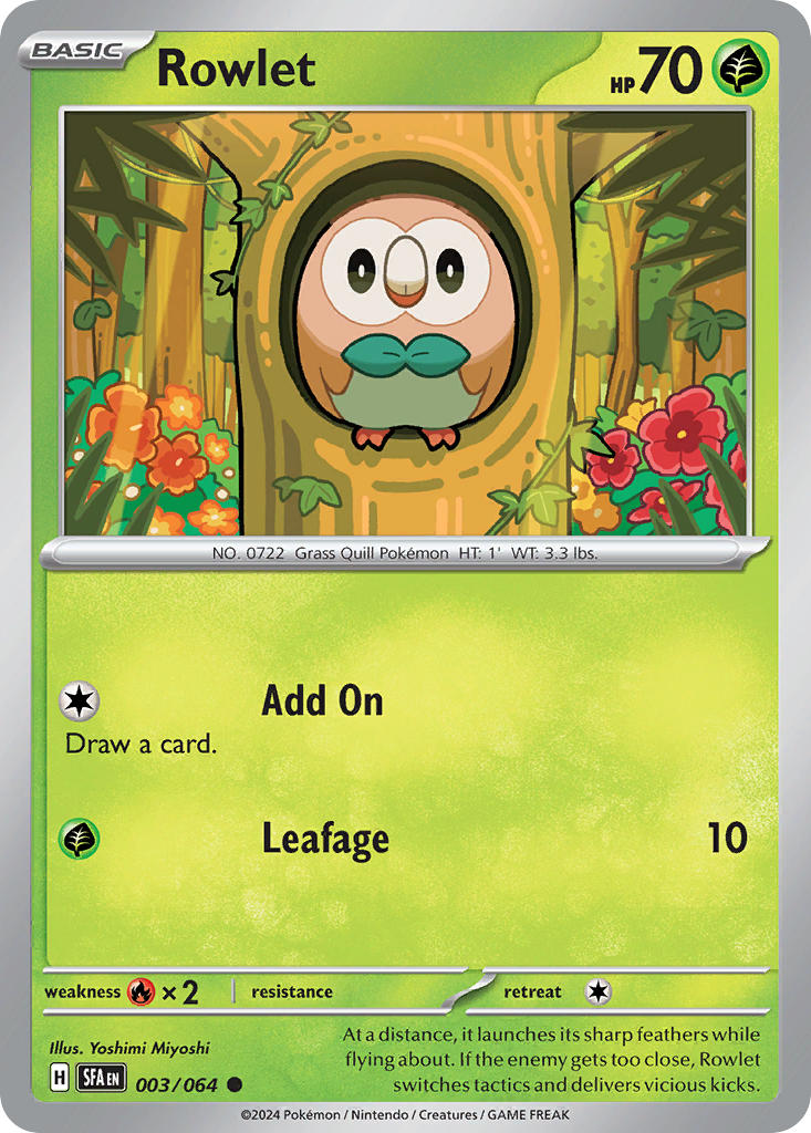 (003/064) Pokemon TCG Shrouded Fable Single: Rowlet   Common