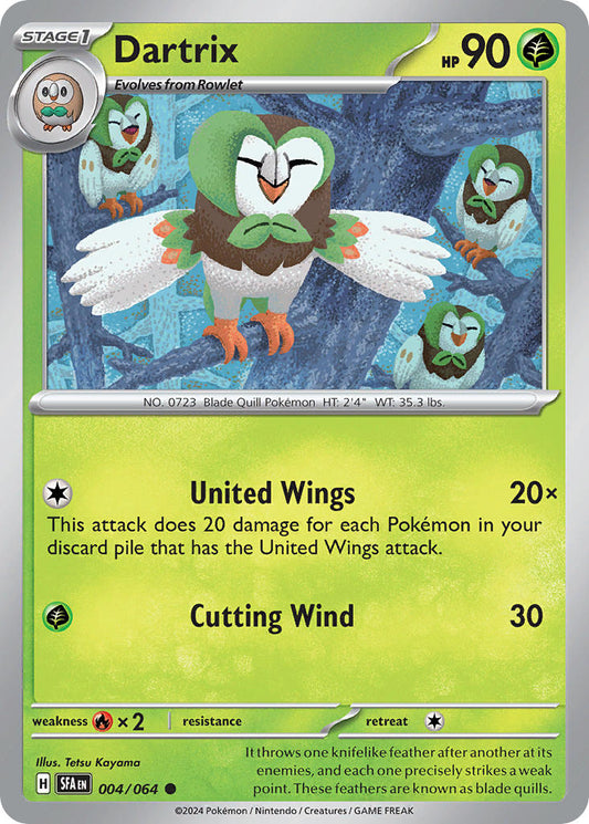 (004/064) Pokemon TCG Shrouded Fable Single: Dartrix  Reverse Holo Common