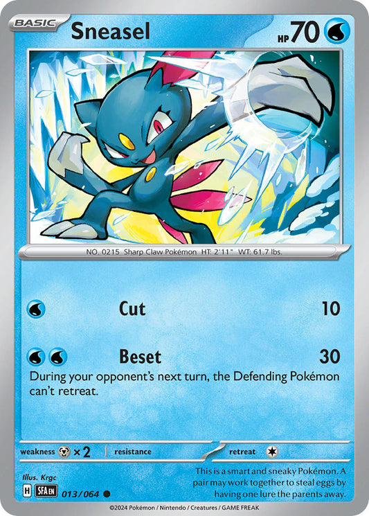 (013/064) Pokemon TCG Shrouded Fable Single: Sneasel  Reverse Holo Common