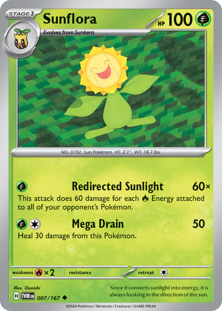 (007/167) Pokemon TCG Twilight Masquerade Single: Sunflora   Uncommon